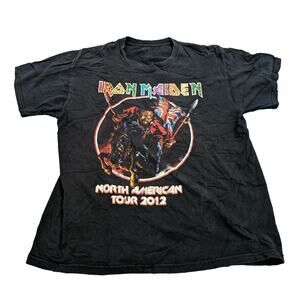 Iron Maiden Concert T-shirt North American Tour 2012 Black Short Sleeve Sz L.